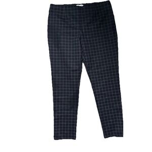 Calvin Klein Womens Pull-On Stretch Pants Black Gray Plaid Slim ankle Sz 14